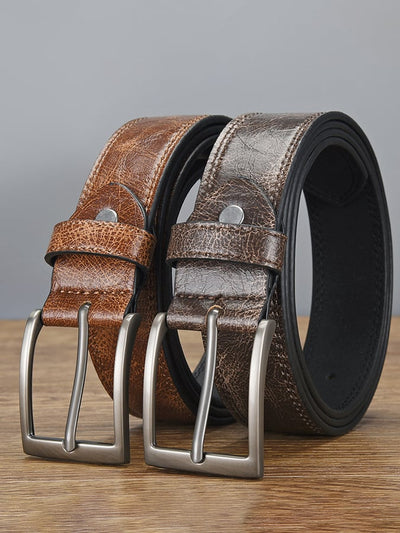 Cinturón vintage para hombre de cuero desgastado para actividades al aire libre