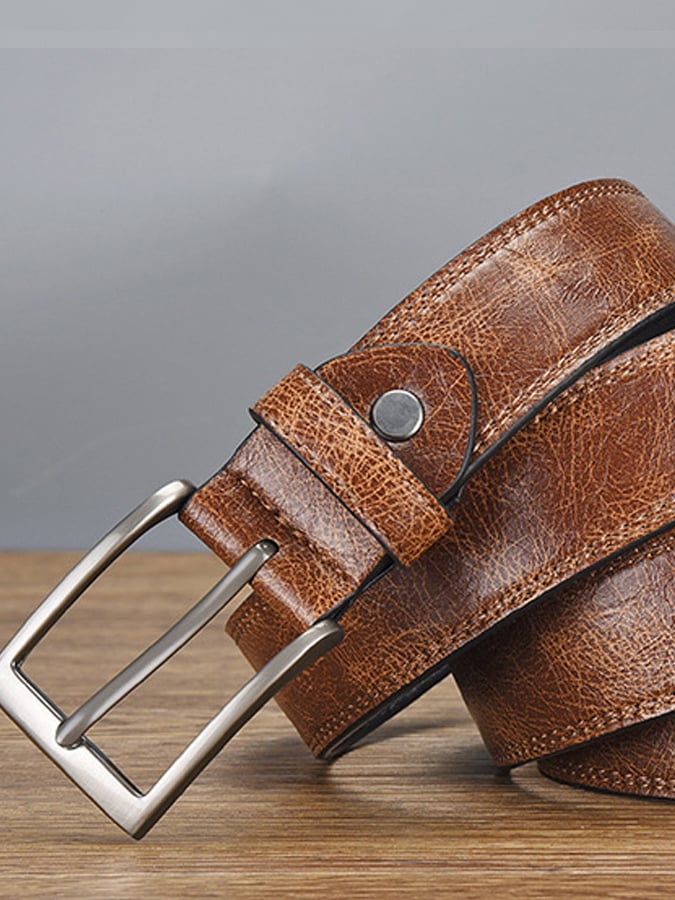 Cinturón vintage para hombre de cuero desgastado para actividades al aire libre