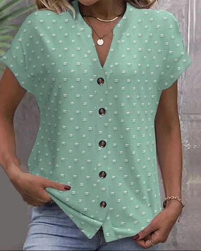 V-Hals Shirt met Knoopsluiting