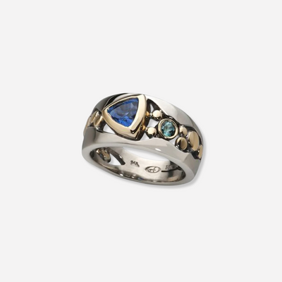 Vintage Blauwe Kristallen Ring