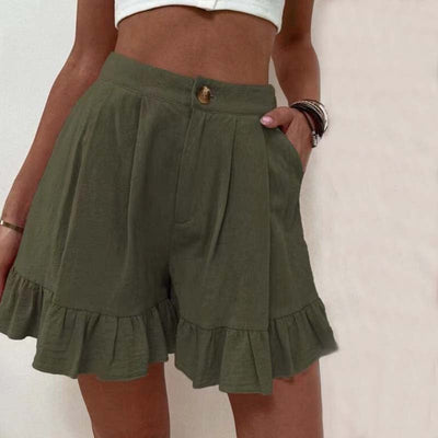 Luchtige shorts met rucherand