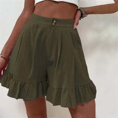 Luchtige shorts met rucherand
