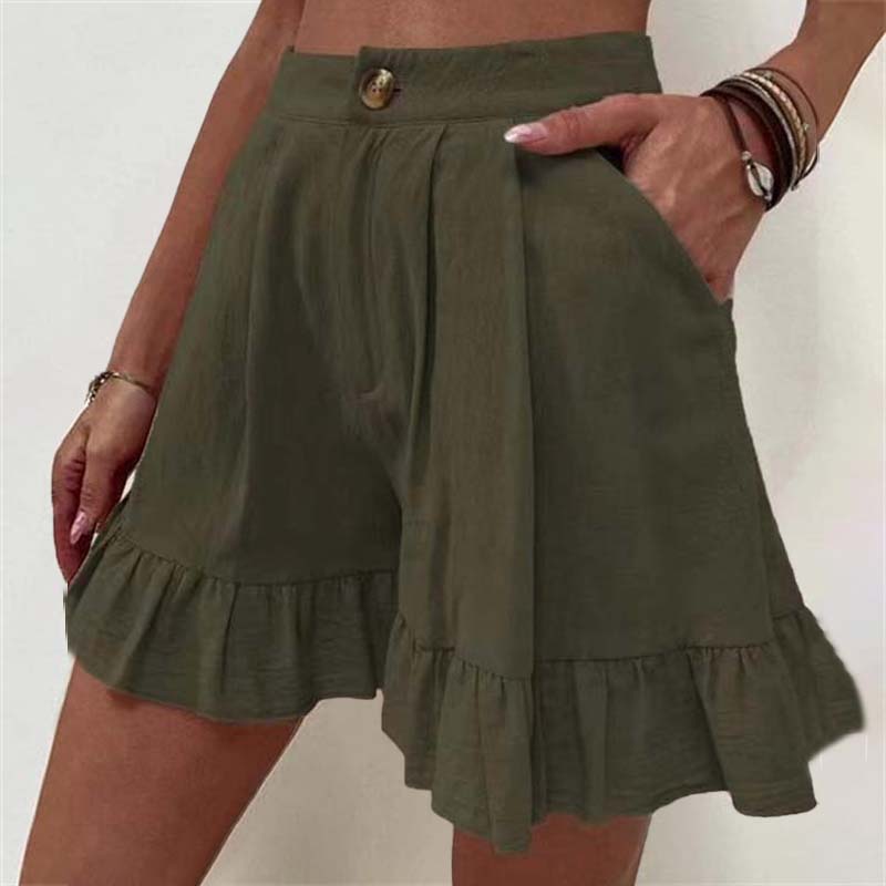 Luchtige shorts met rucherand