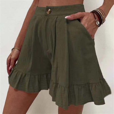 Luchtige shorts met rucherand
