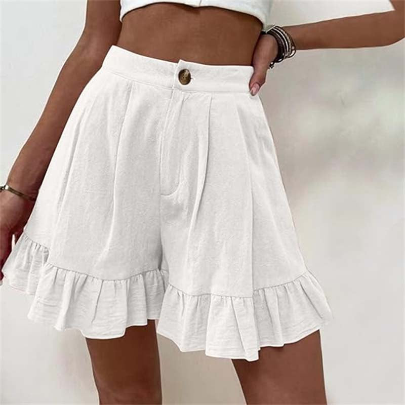 Luchtige shorts met rucherand