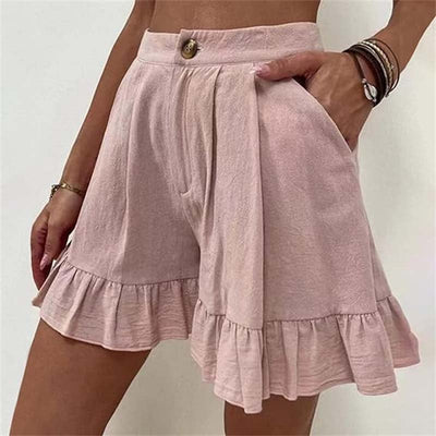 Luchtige shorts met rucherand