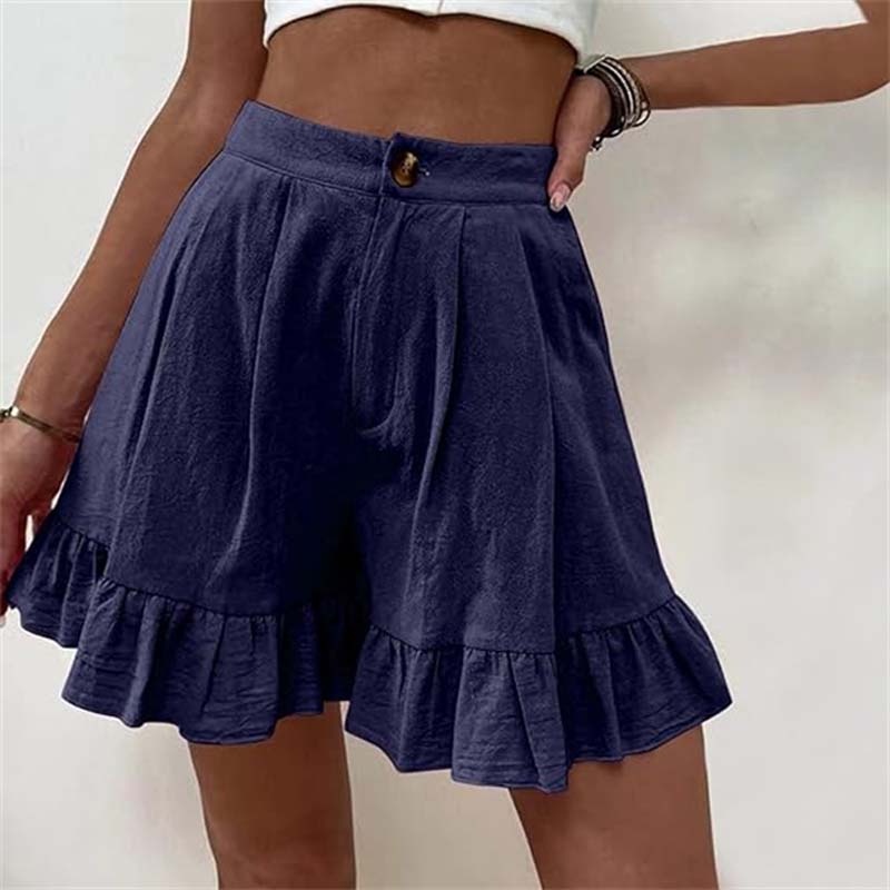 Luchtige shorts met rucherand