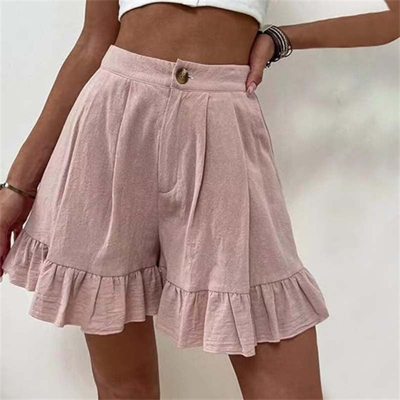 Luchtige shorts met rucherand