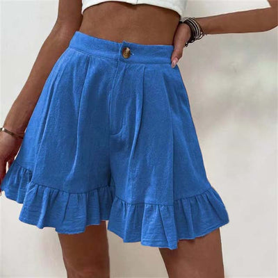 Luchtige shorts met rucherand