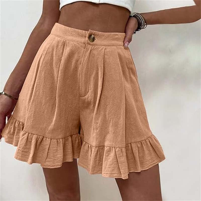 Luchtige shorts met rucherand