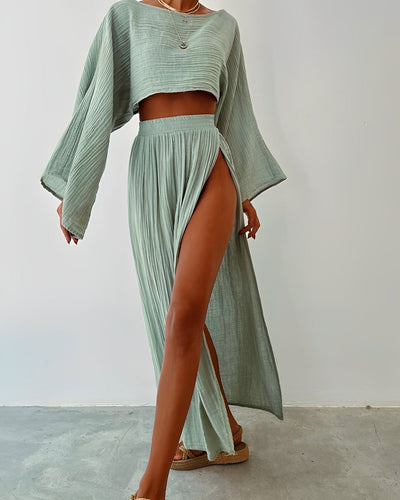 Chique Linnen Tweedelige Set met Split