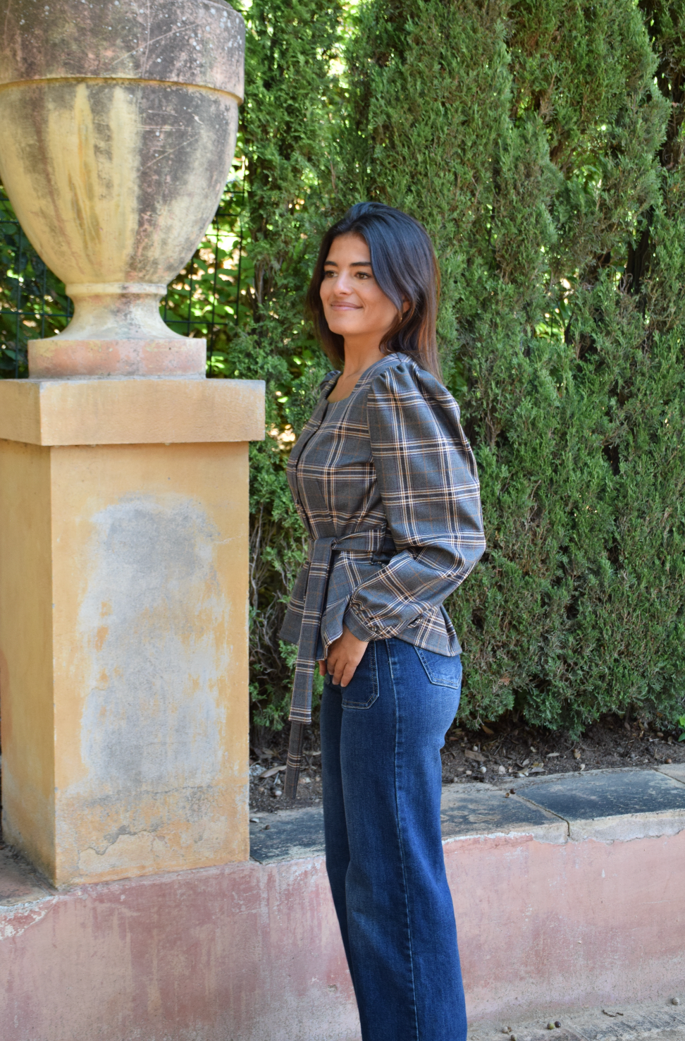 Blouse Beth Grijs Ruitpatroon