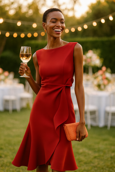 Asymmetrische Midi Jurk met Gedrapeerd Design