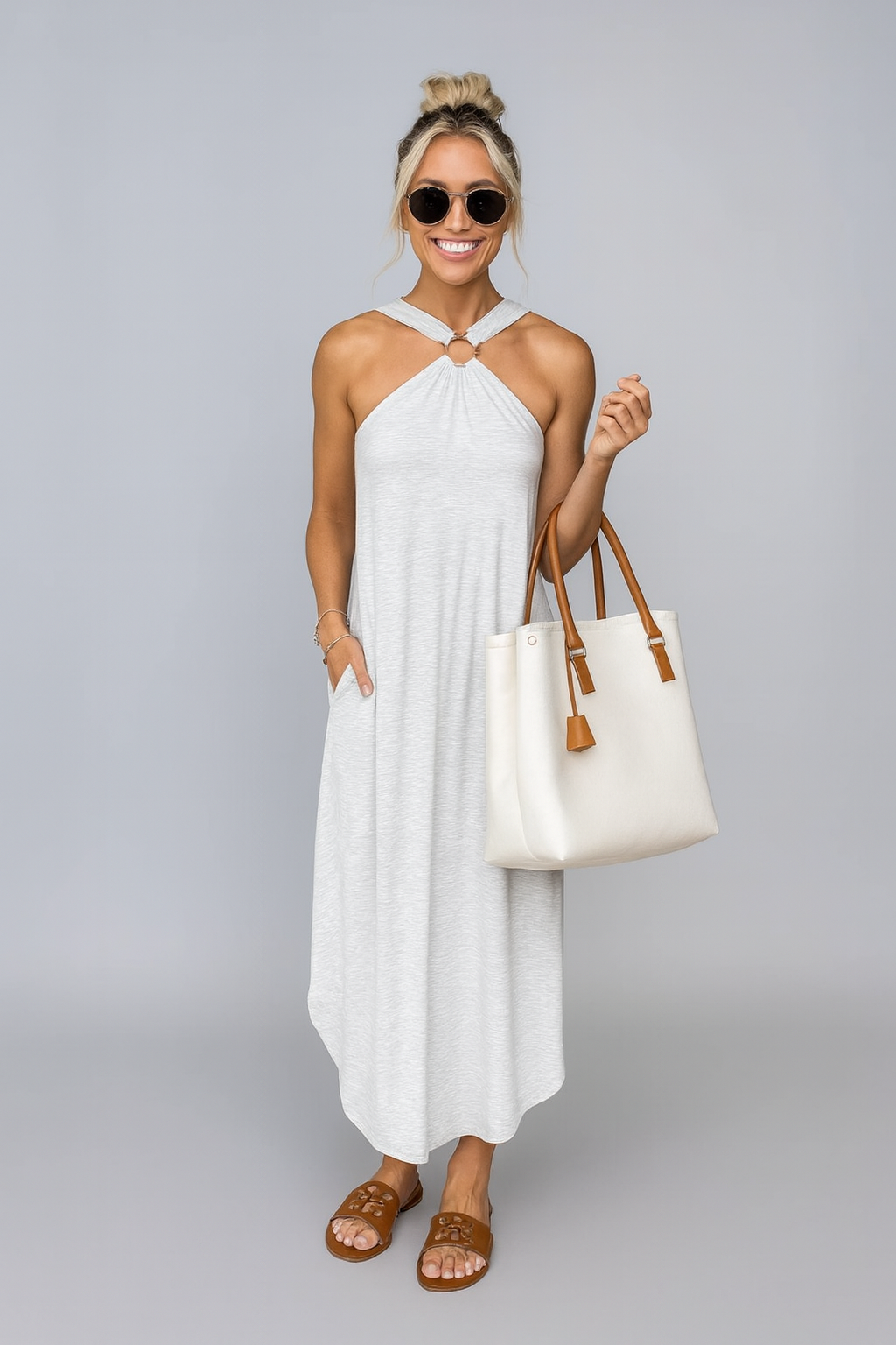 Lichte & Verfijnde Halter Maxi Jurk
