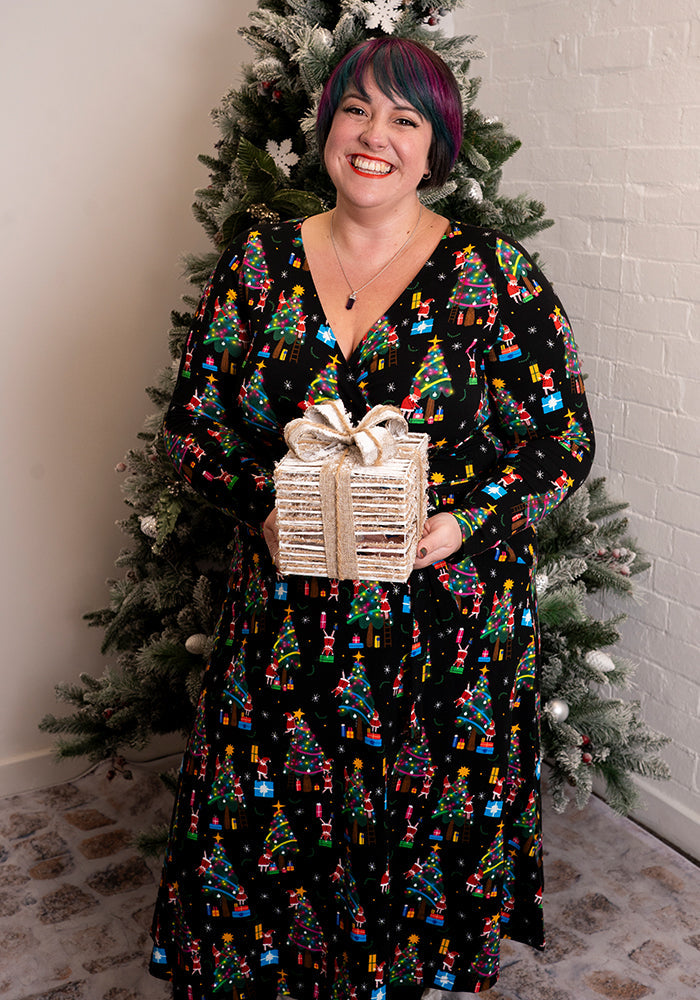 Elfreda Kerst jurk Elven Print Katoenen Mide Jurk