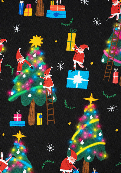 Elfreda Kerst jurk Elven Print Katoenen Mide Jurk