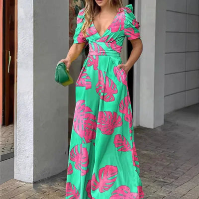 Elegante V-hals Jumpsuit met Wijde Pijpen voor Moeiteloze Chic