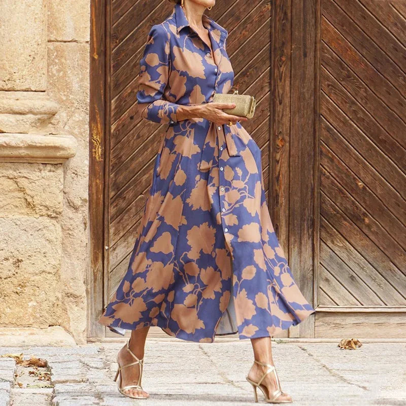 Bloemen Elegantie Jurk met Reverskraag