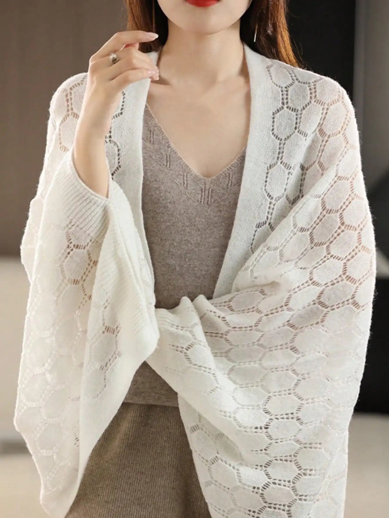 100% Merino Wol Gebreide Luxe Sjaal