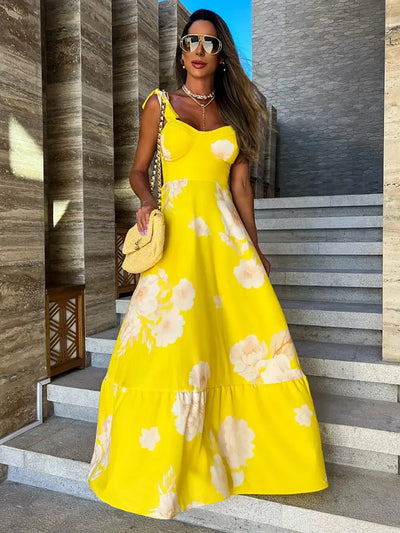 Zomerse Jurk met Bandjes en Elegante Vetersluiting