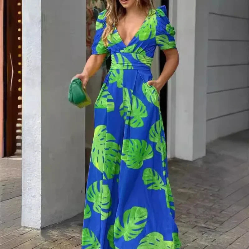 Elegante V-hals Jumpsuit met Wijde Pijpen voor Moeiteloze Chic