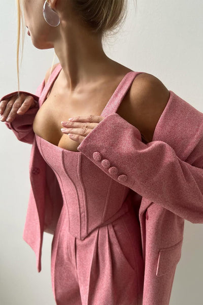 Driedelige Double-Breasted Blazer Set voor Dames