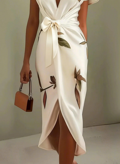 Elegante Witte Satijnen Jurk