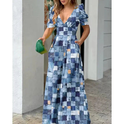 Elegante V-hals Jumpsuit met Wijde Pijpen voor Moeiteloze Chic