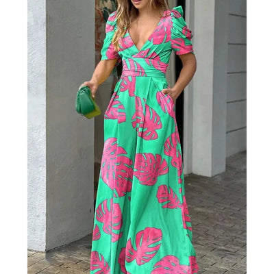 Elegante V-hals Jumpsuit met Wijde Pijpen voor Moeiteloze Chic