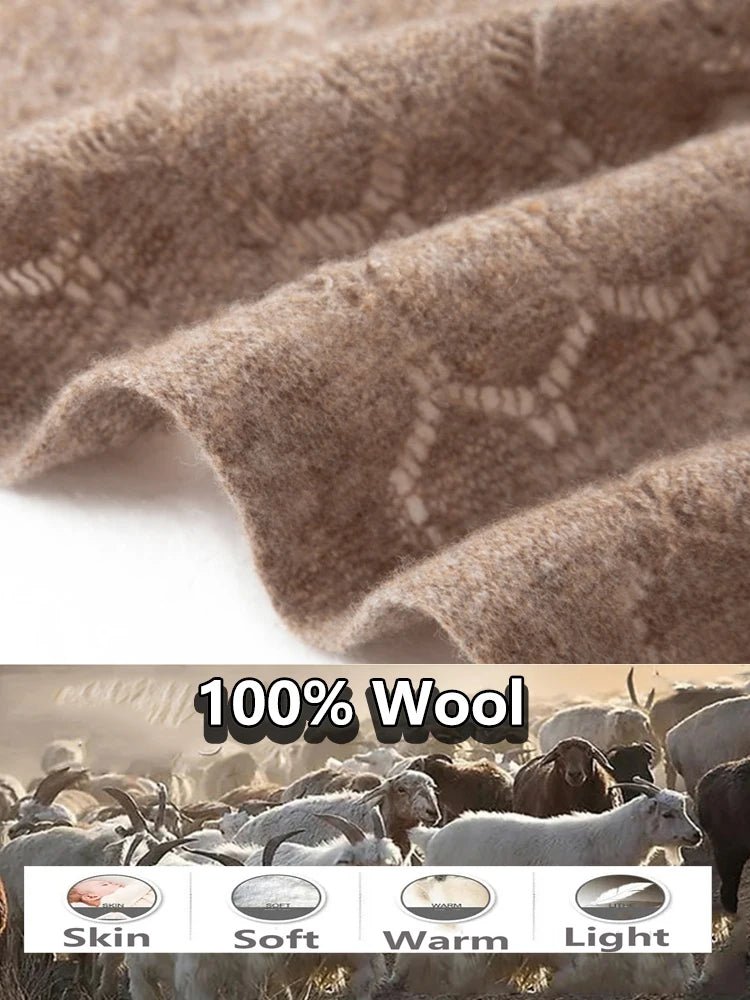 100% Merino Wol Gebreide Luxe Sjaal