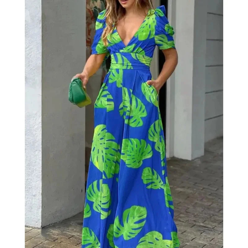 Elegante V-hals Jumpsuit met Wijde Pijpen voor Moeiteloze Chic