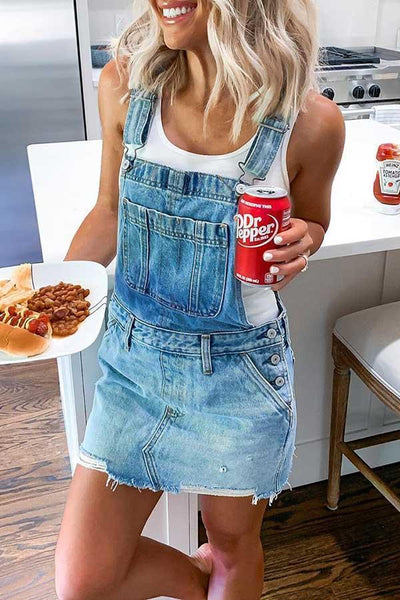 Casual Denim Tuinbroek Mini Jurk