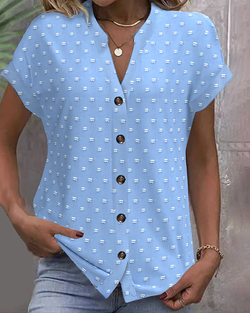 V-Hals Shirt met Knoopsluiting
