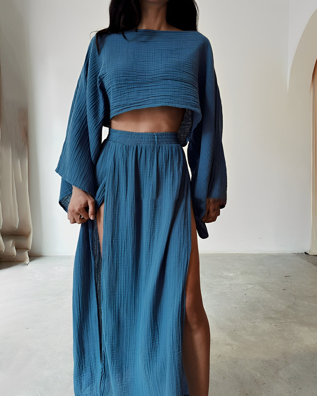 Chique Linnen Tweedelige Set met Split