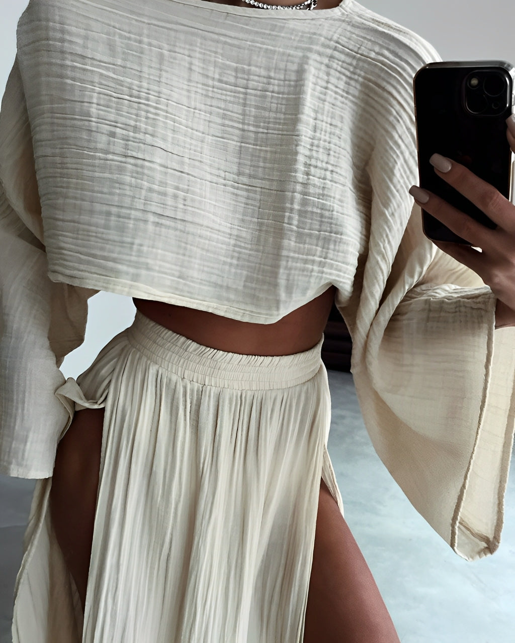 Chique Linnen Tweedelige Set met Split