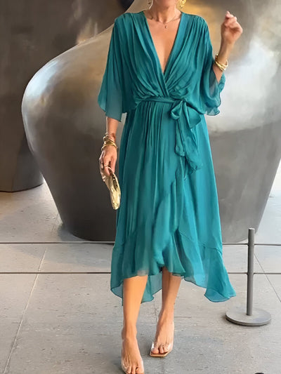 Chiffon jurk met V-snit