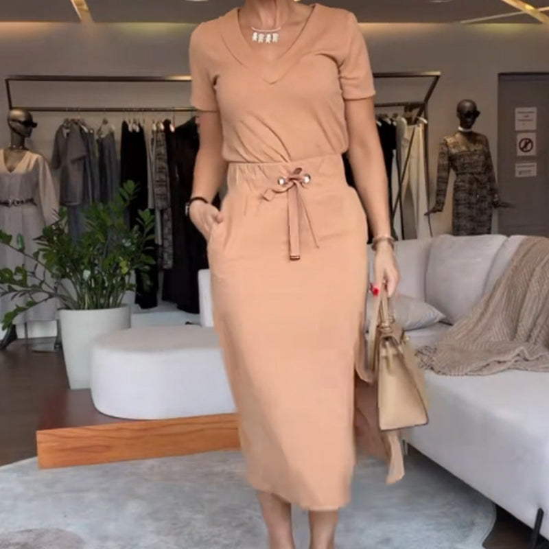 Zhera™ | V-hals top en rok set