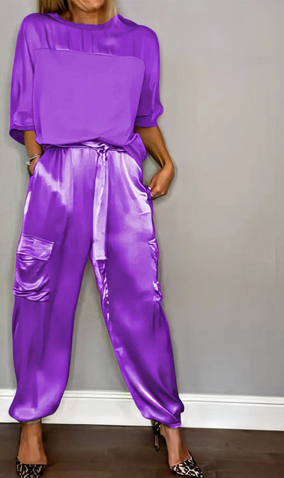 Elegante Satijnen Tweedelige Set